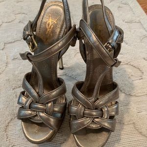 YSL Tribute Sandals Silver